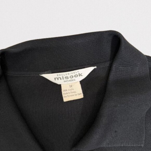 Exclusively Misook Black Open Front Cardigan Side Slit SIze 1X - Picture 5 of 7